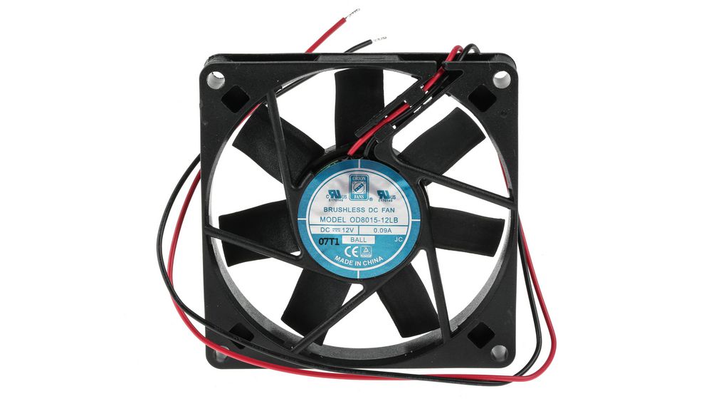 Axial Fan DC Dual Ball 80x80x15mm 12V 90mA 20dBA 34m³/h